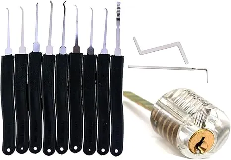 5pin Transparent One Word Training Serrure avec 11 pièces Kit de crochetage de serrure pour débutant Practise