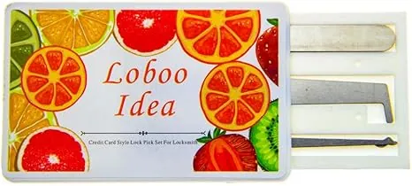 Loboo Idea Kit de crochetage de serrure de style carte de crédit, outils de serrurier pour la pratique de l'entraînement, crochetage de serrure pour débutant (5 pièces, blanc)