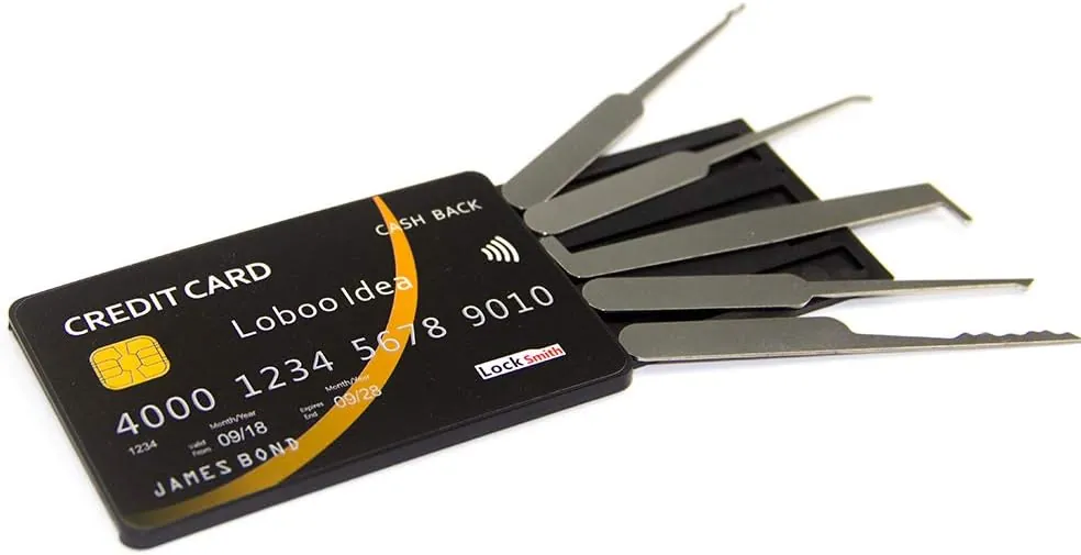 Loboo Idea Trousse à outils de sélection de cartes de crédit, Outils à main de serrurier pour Lockpicking, pour ouvrir des cadenas à clé