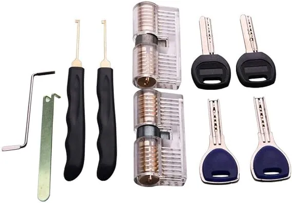 Loboo Idea - Serrure AB transparente avec 3 pièces - Kit d'entraînement professionnel pour serruriers débutants et professionnels