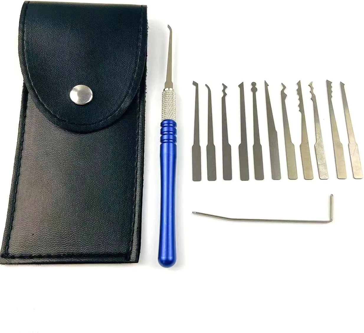 TPM Go Kit d'entraînement de crochetage de serrure 12 pièces - Long manche bleu avec 12 têtes, kit d'entraînement pour homme