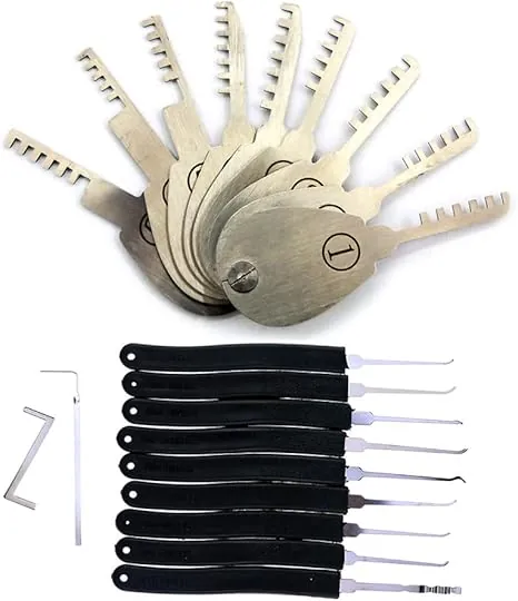 TPM Go 9 outils de crochetage avec peigne, 9 crochets de crochetage pour serrure de maison