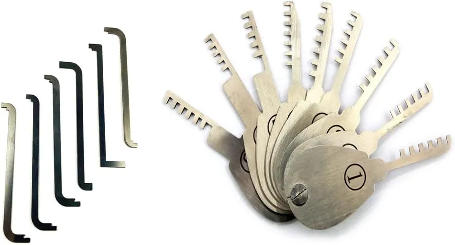 TPM Go Lot de 9 outils de crochetage de serrure avec 6 clés de tension, excellent kit de crochetage pour serrure de porte